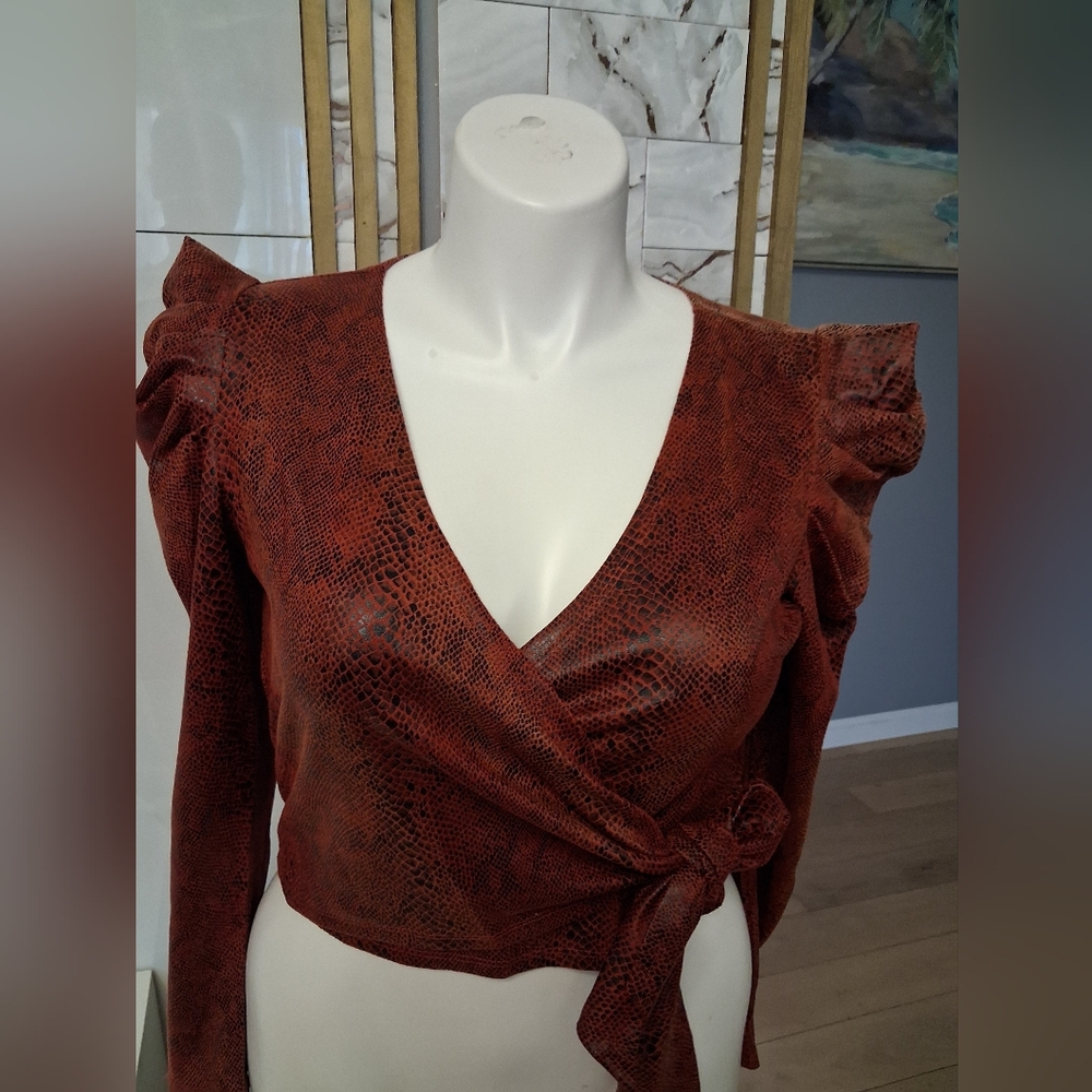 Women's Rust Wrap Top - Picture 3 of 5